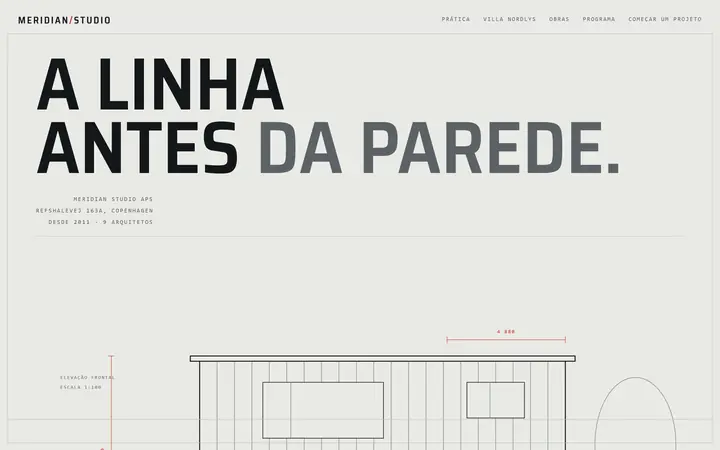 Página inicial do conceito Meridian Studio