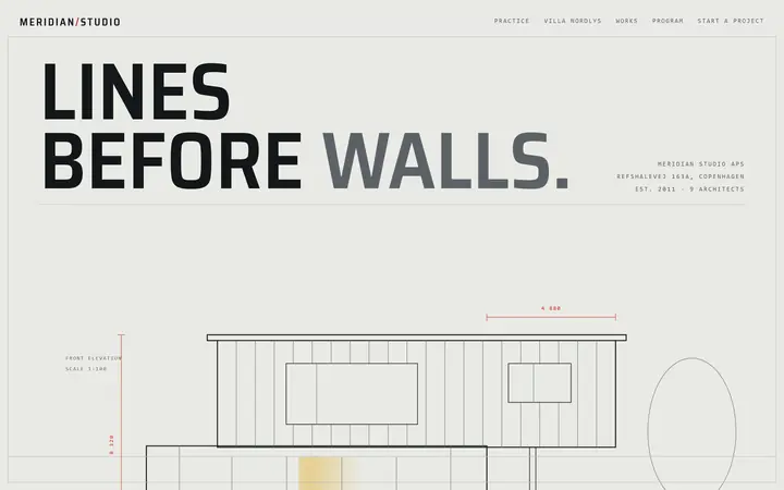 Home page of the Meridian Studio concept